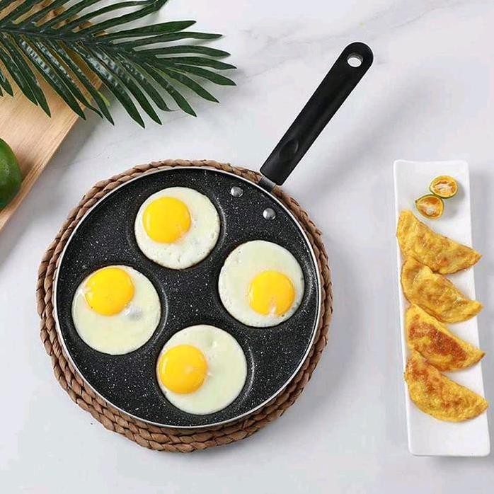 

Terlaris Teflon Panci Telor Omelet Egg Frying Pan Non Stick 4 Holes Aluminium Buah