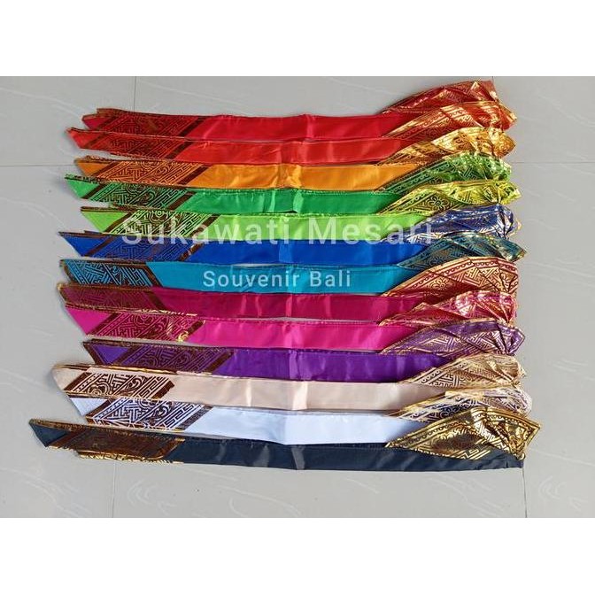 populer] Udeng Ikat Prada Lembaran Blangkon Setengah Jadi Ikat Kepala Topi Khas Bali Biru Hijau