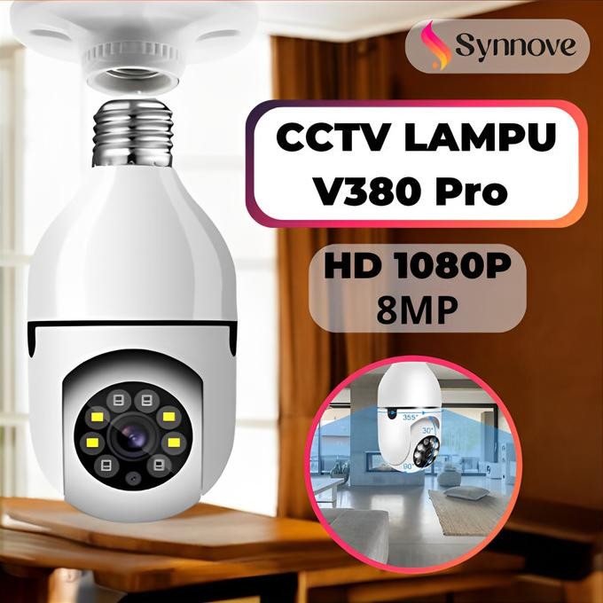 TERSEDIA CCTV V380 Pro Tanpa Kabel 8MP CCTV Lampu Bohlam Indoor Wifi 360 PTZ