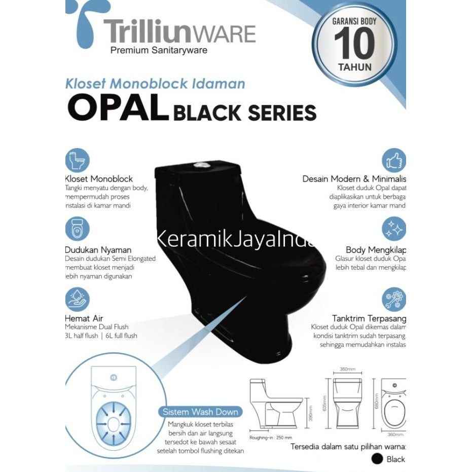 TRILLIUN WARE TRILIUN OPAL BLACK GLOSSY KLOSET DUDUK HITAM