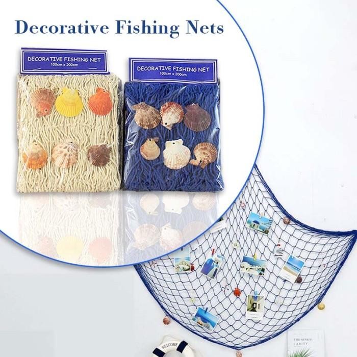 Hiasan Dinding Jaring Kerang Dekorasi Dinding Hiasan Dinding Gantung Jaring Ikan Gaya Mediterrania H