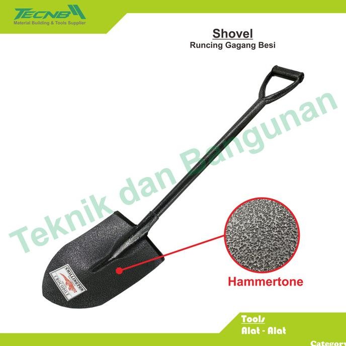 Sekop Pasir Tanah Runcing Lancip Gagang Besi Hammertone New Stok