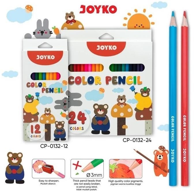 

rd-67 fgh-56 JOYKO Color Pencil CP-0132 Pensil Mewarnai 12/24 Warna Murah Sale