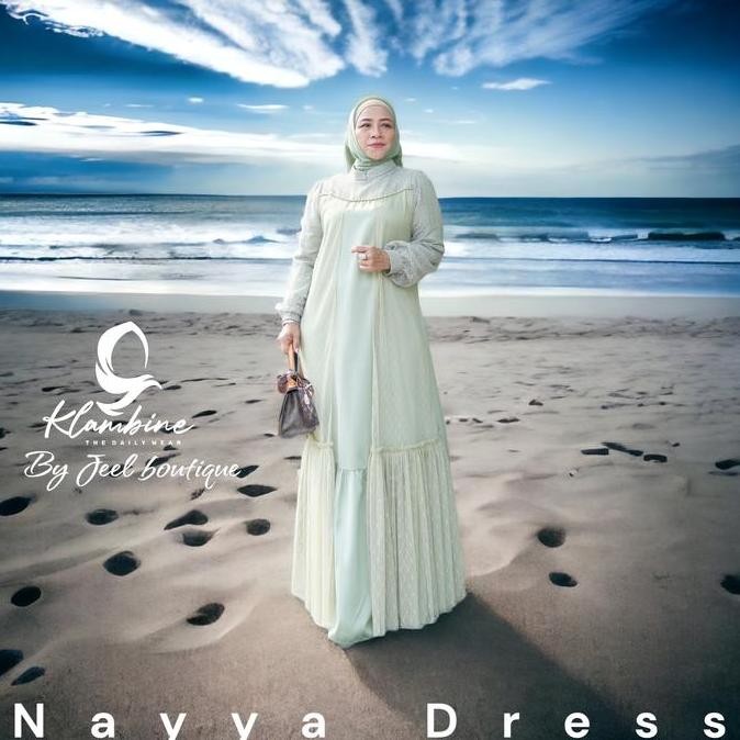 KLAMBINE | Nayya Dress Pesta Wanita Casual | Dusty, Sage, Coklat, Lilac Kombinasi Muslim Kondangan  