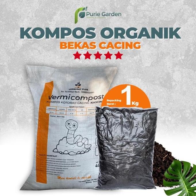 

Terlaris Pupuk Organik Kascing Vermicompost Kompos Bekas Cacing 1Kg
