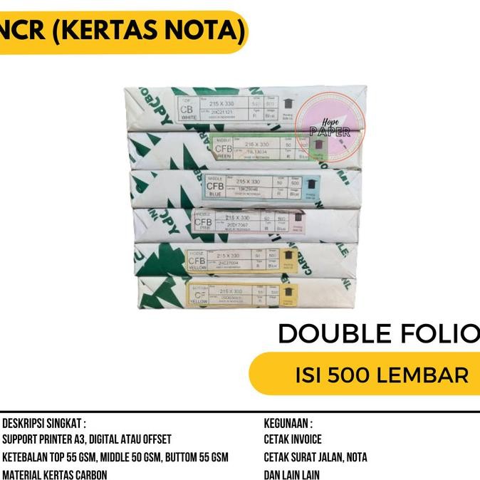 

TERMURAH - Kertas NCR Double Folio 500 lembar multi copy