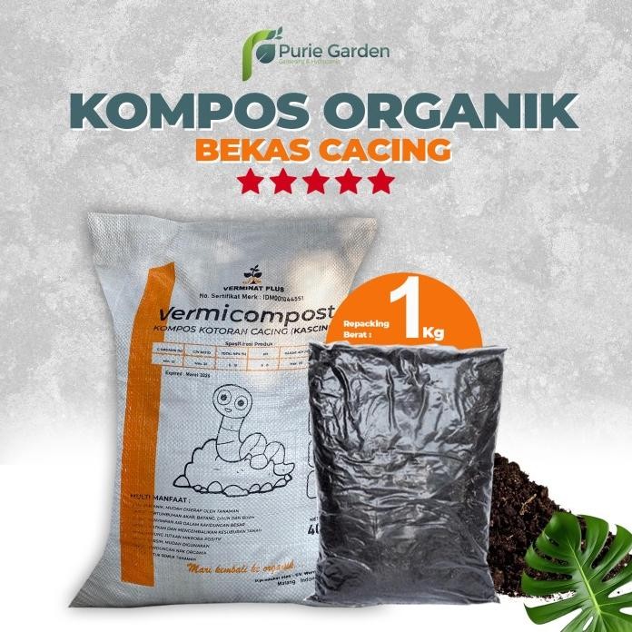 

Terlaris Pupuk Organik Kascing Vermicompost Kompos Bekas Cacing 1 Kg Pg Bgr