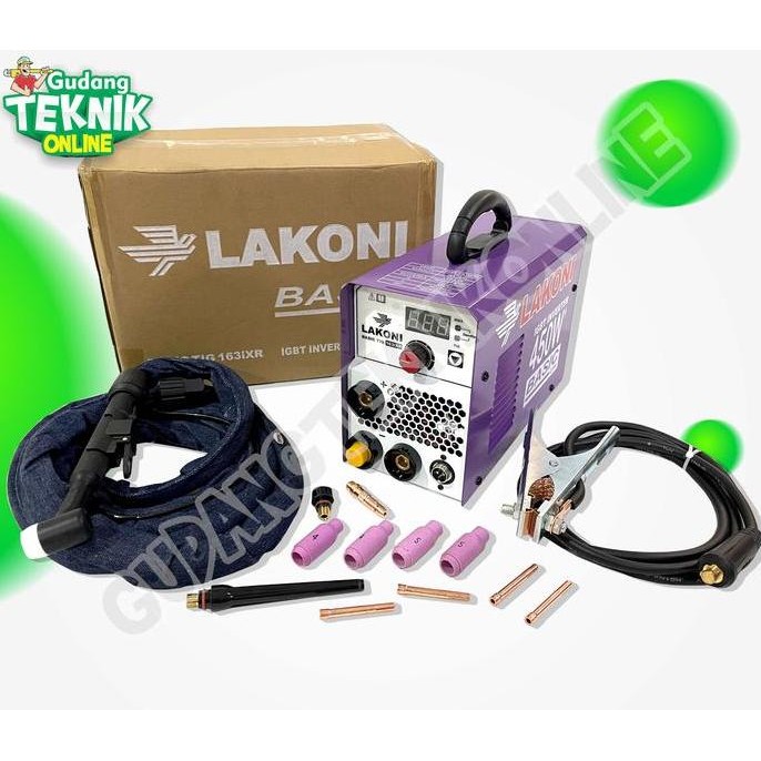 Mesin Las Lakoni Basic Tig163Ixr 160A 450W / Mesin Las Listrik Trafo Travo Trapo Tig 163 Ixr Inverte