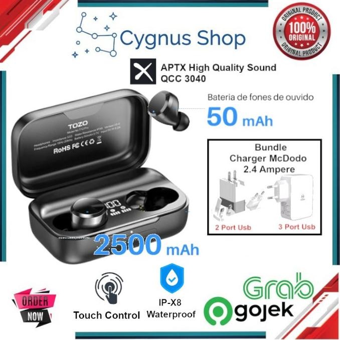 Promo Tozo T12 Pro Earbuds Bluetooth Headphones Wireless Charging Ipx8