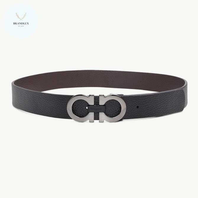 Murah SALVATORE FERRAGAMO Men Reversible Glossy Gancini Belt Non COD