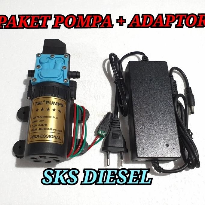 Paket Pompa + Adaptor Dinamo Sprayer Elektrik 12V Tekanan Tinggi Tsl New Stok