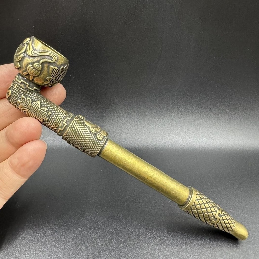 Antique Brass Tobacco Pipe Ornament for Collectors