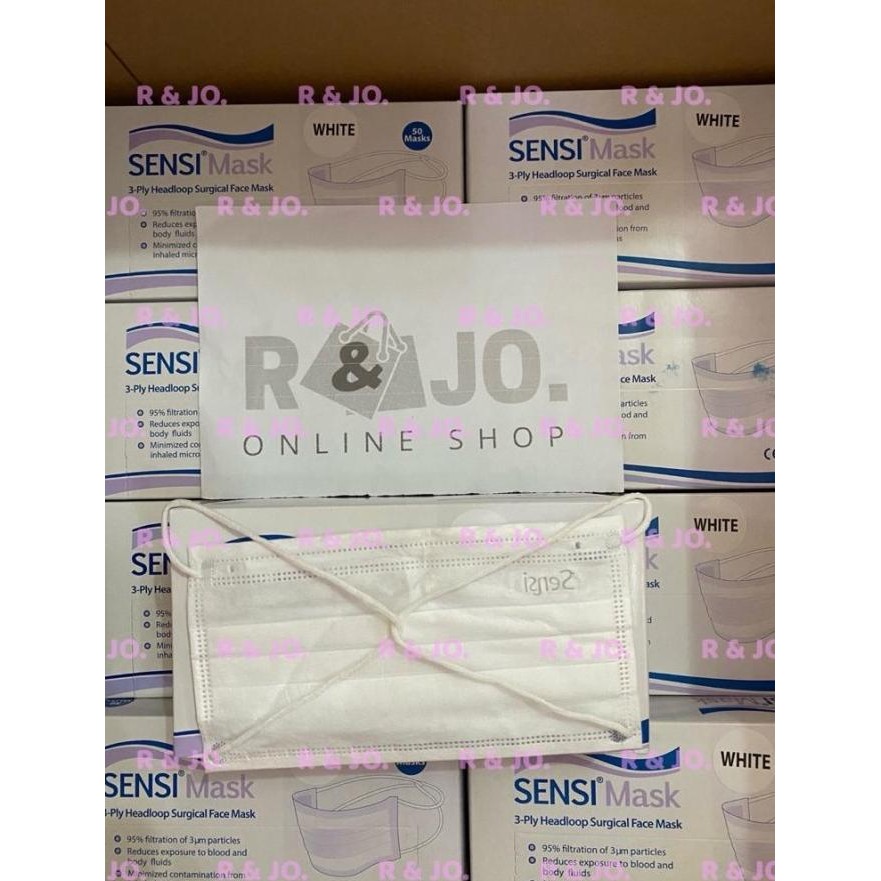 masker sensi headloop hijab 3ply isi 50 pcs warna putih termurah