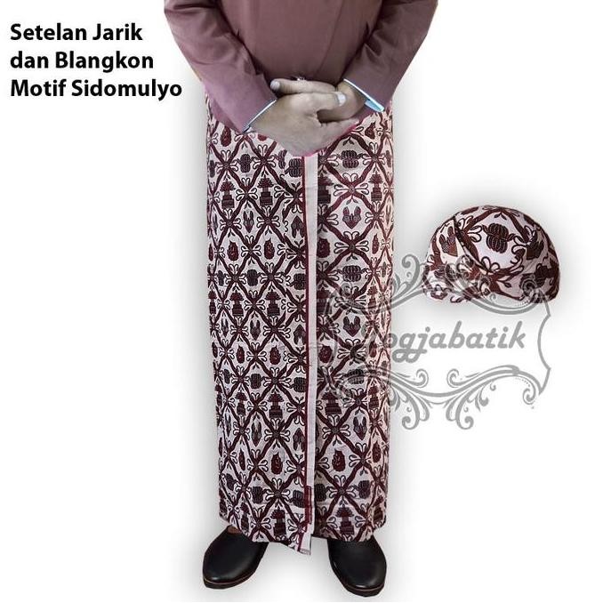 Paket Jarik Wiru Bawahan Baju Adat Pria Jawa dan Blangkon SRA