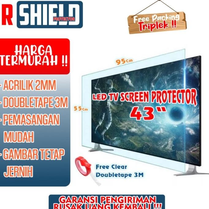 Pelindung Layar TV LED 43"inch _Akrilik _ Screen guard-Tempered glass MURAH