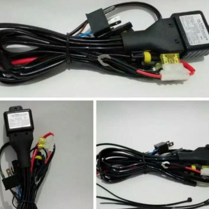KABEL SET HID LAMPU MOBIL H4 + RELAY WIRING HARNESS HID H4 HI / LOW