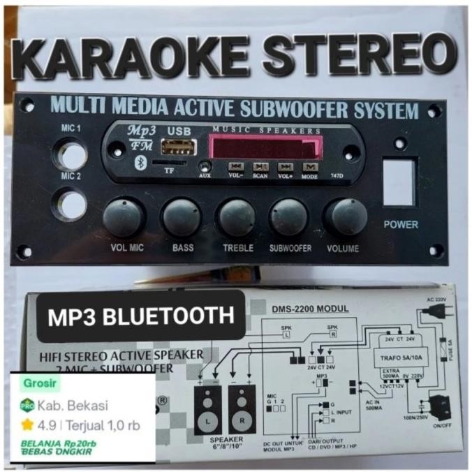 DMS 2200 KIT SPEAKER AKTIVE AKTIF DMS2200 KARAOKE MIC bluetooth bt tojil4 Diminati Banget
