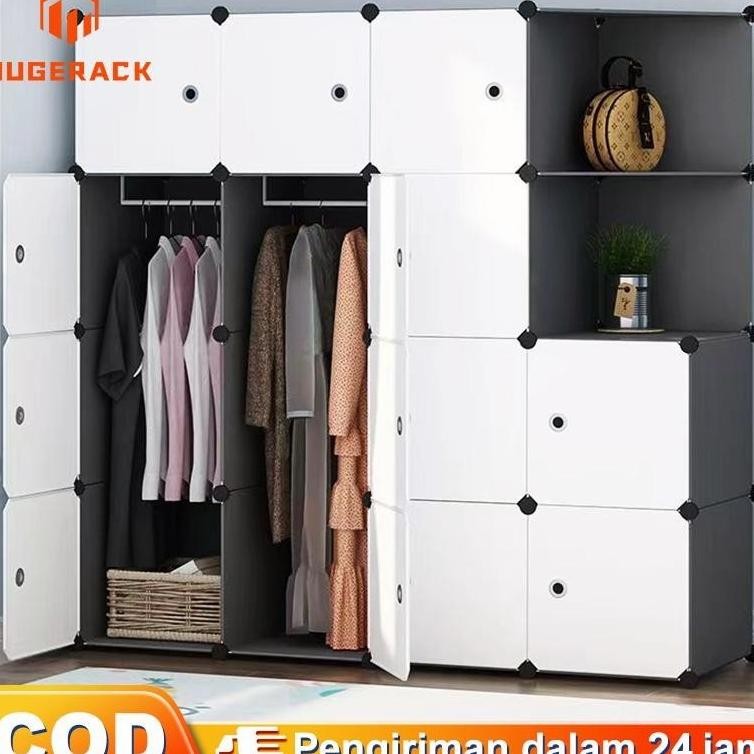 Lemari Pakaian Plastik Lemari Baju Wardrobe Minimalis Rak Baju Kotak Organizer Lemari Susun Anti Deb