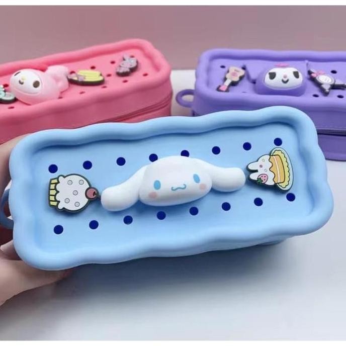 

ASB Kotak Pensil Silikon Jibbitz Sanrio Pensil Case Kartun Tempat Pensil Jibbitz Karakter Lucu Stationery