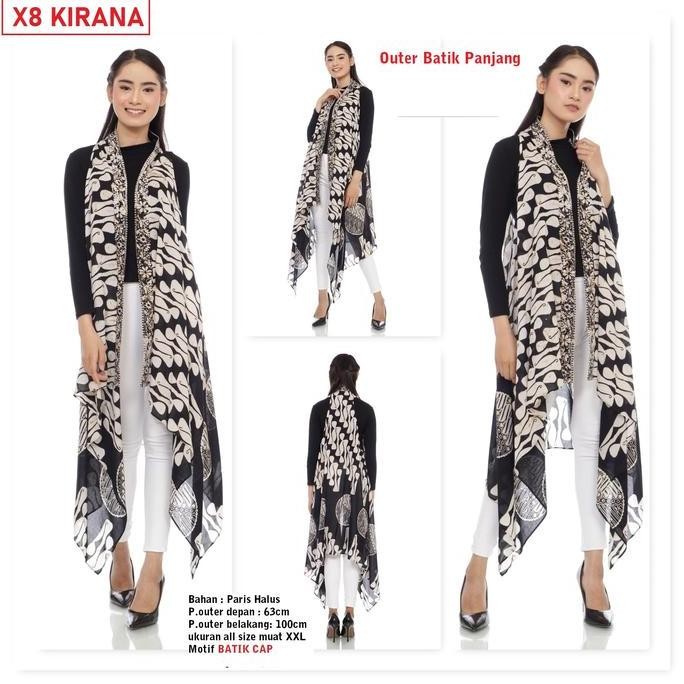 Outer Long Vest Cardigan Batik Katun Paris Gamis Wanita