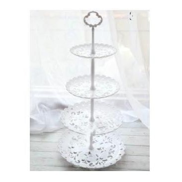 NEW Rak Susun Plastik Bulat Kue 4 Stand White Cup Cake Tray