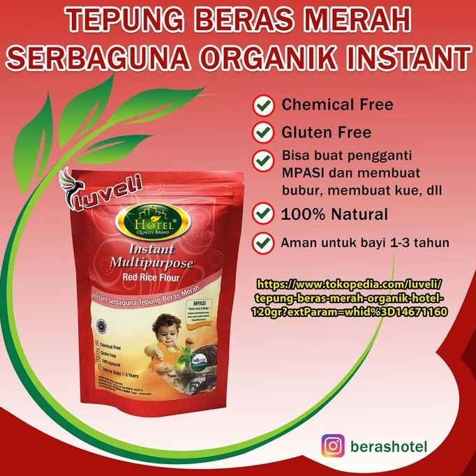 

Terlaris Tepung Beras Merah Organik Hotel 120Gr