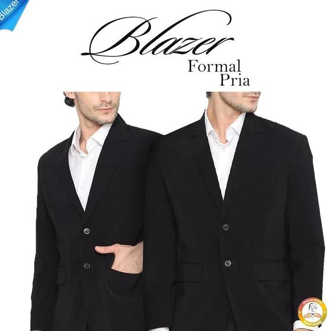 Jas Blazer Pria Jas Kerja Kantor Cowo Polos Dewasa Anak Cowok Pakaian Formal Dasar Hitam Abu Bahan P