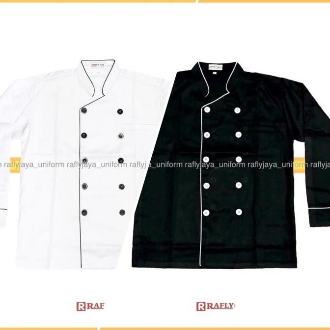 Chef Jacket - Baju Koki Pria Wanita Lengan Panjang - Baju Chef - Seragam Koki Chef - Rafly Jaya New 