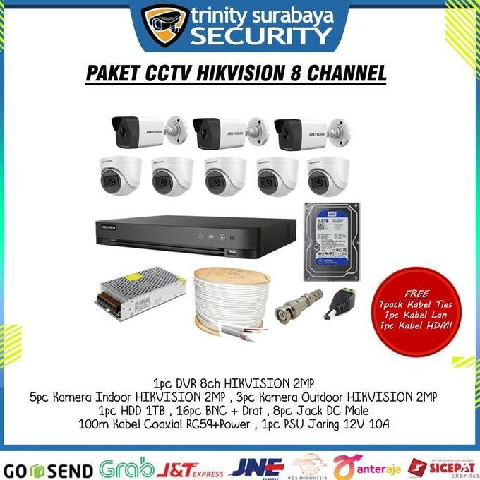 BEBAS ONGKIR - Paket CCTV 8ch HIKVISION 2mp