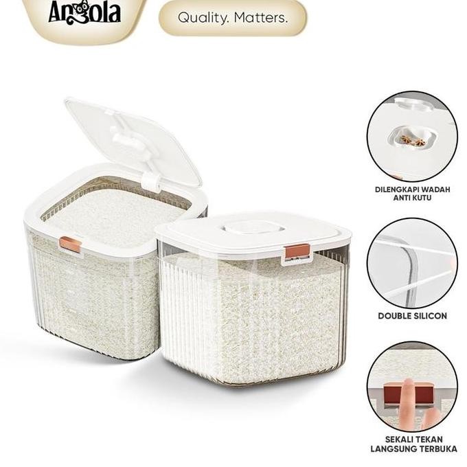 

Terlaris Angola Dispenser Beras Transparan 15Kg Tempat Beras E20 E21Tempat Penyimpanan Tepung / Biji-Bijian