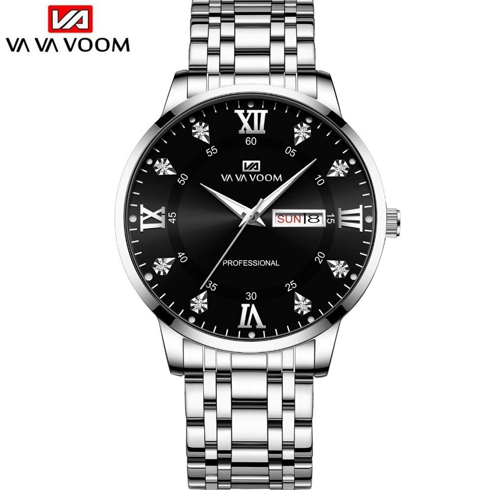 Jam Tangan Vavavoom Analog Date Pria 2461 Stainless Steel Water Resist Original + Free Box