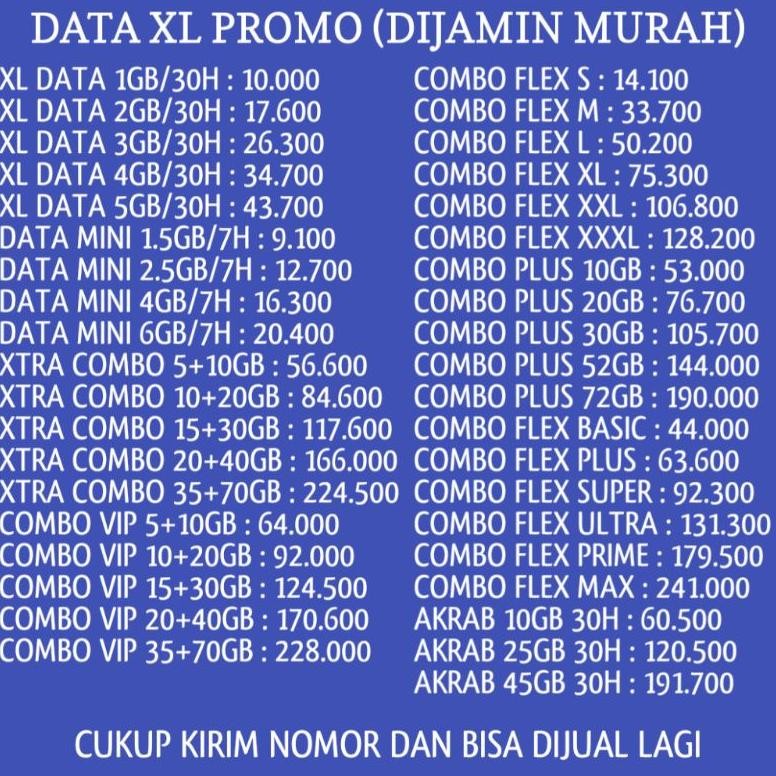 Kuota Xl - Kuota Xl Murah - Kuota Xl Combo Lite - Kuota Xl Combo Flex - Kuota Xl Combo Plus - Paket 