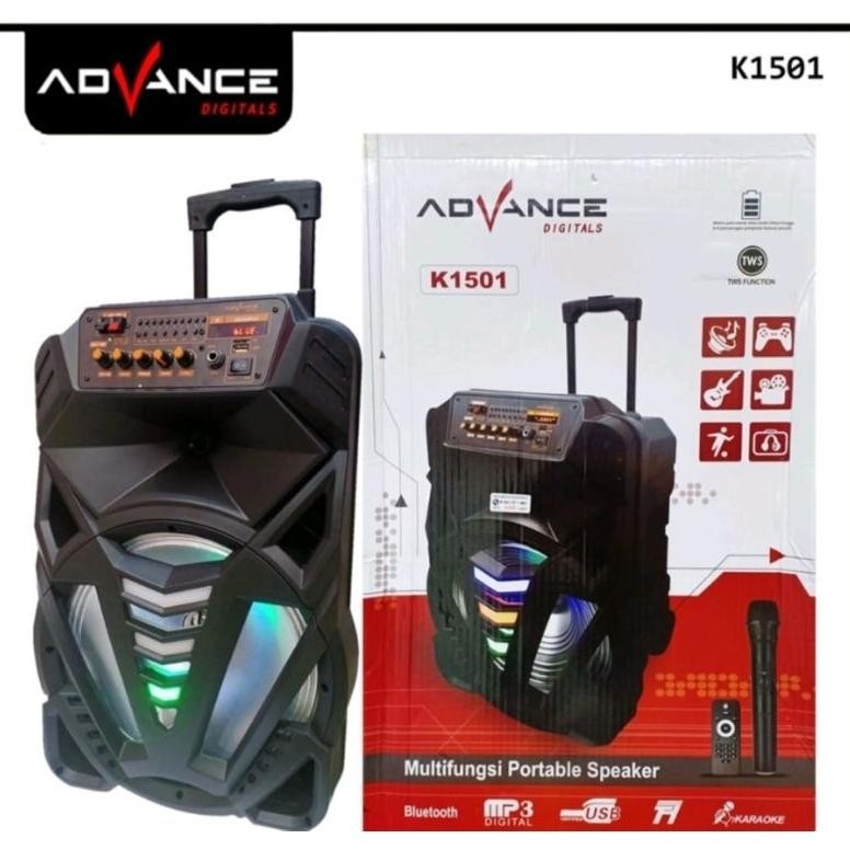 NAMPOL Speaker Bluetooth  Advance K1501, K1201 Aktif Speaker 15inch dan 12inch + Mic Wireless Speake