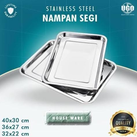 '+'+'+'+] Nampan Stainless Besar Segi Kotak Awet Kuat Tebal Tahan Panas 40X30X4CM Baki Serving Tray 