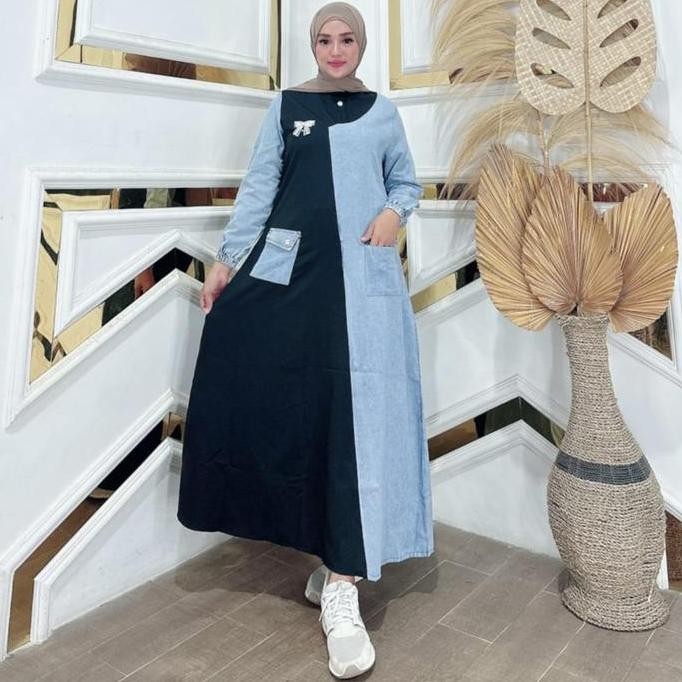 Hitomi Gamis Jeans Fashion Muslim Wanita Kekinian