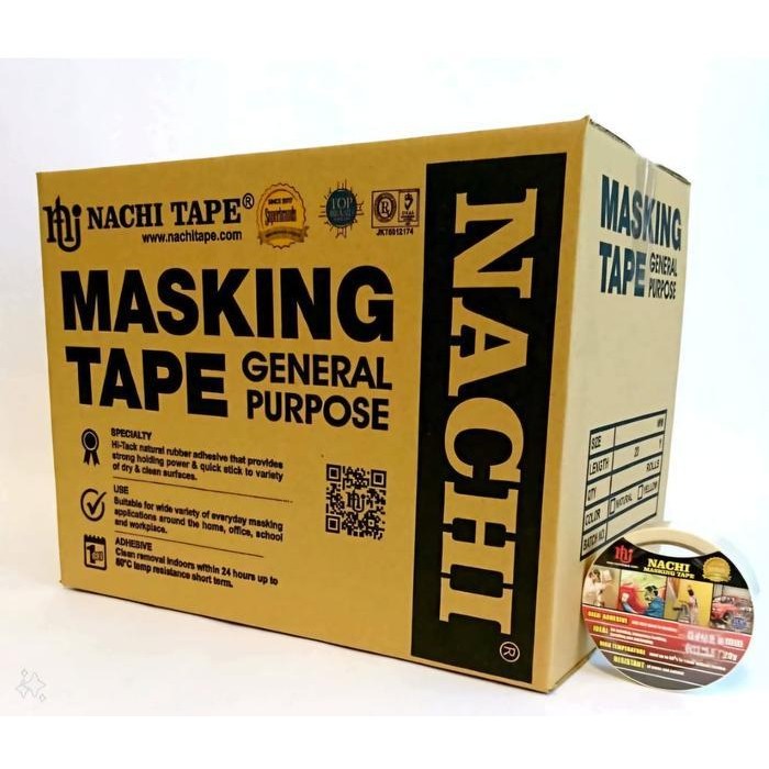 

(Dus) Nachi Masking Tape Lakban Kertas Cream 12 Mm X 20 Yard Original Dan Terpercaya