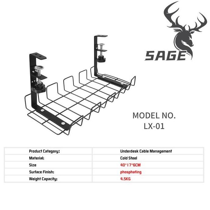 

TERBARU - SAGE CT-01 bracket Underdesk Mount Cable Management Tray Large Storage
