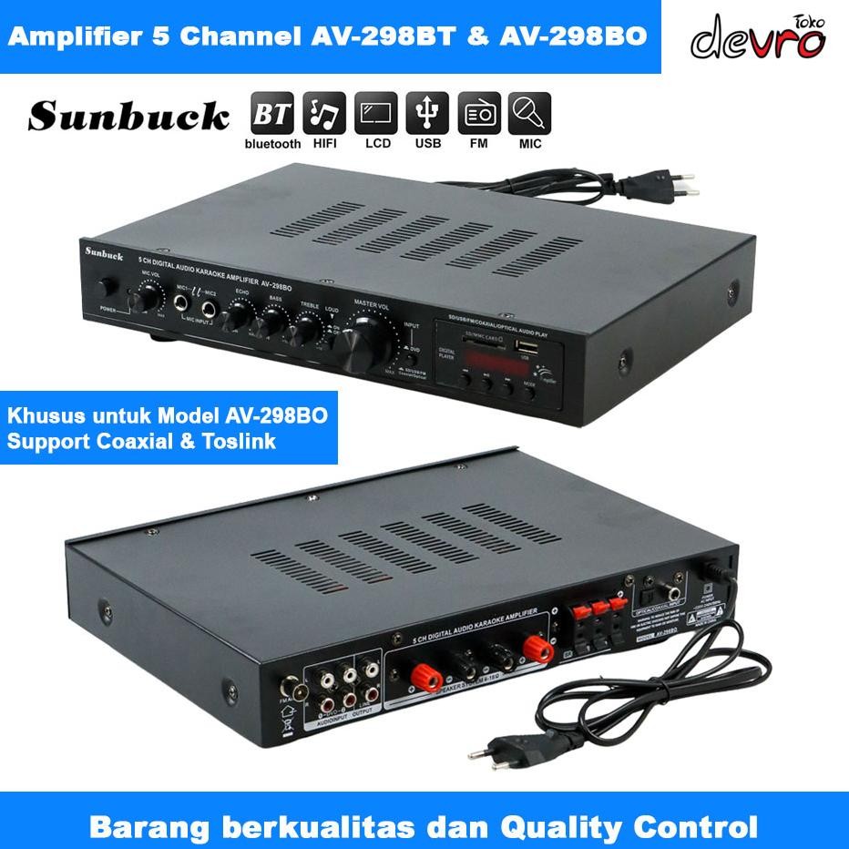 Sunbuck Audio Amplifier Bluetooth DAC Home Stereo 5 Channel - DAC Home Stereo Amplifier - AV-298BT d