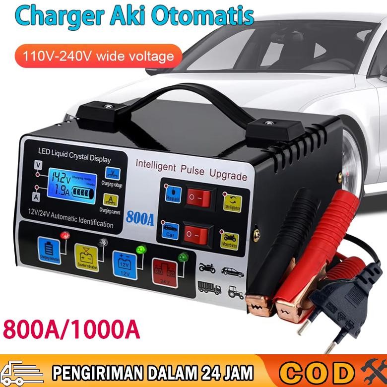 Charger Aki Otomatis Smart Intelligent 12v24v 400W 800AH Auto Repair Mobil Pengisi Daya Kendaraan Pe