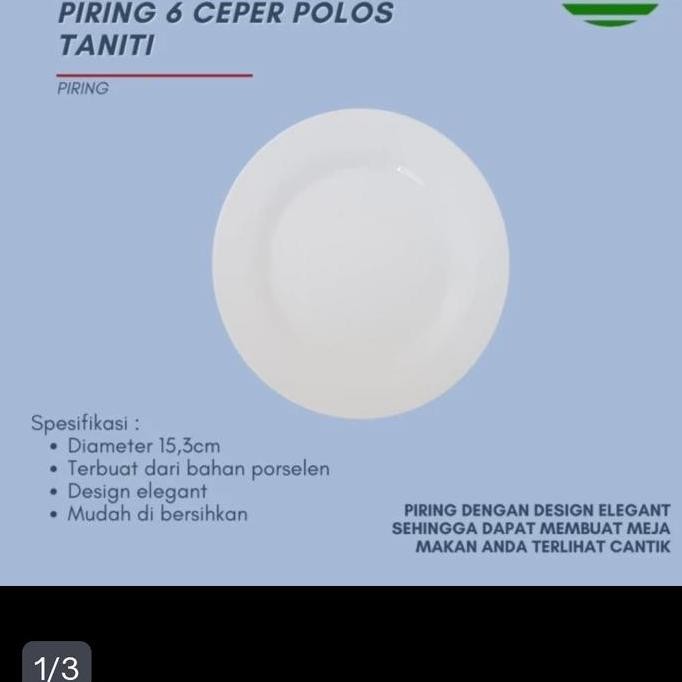 ~@~@~@~@] Piring Ceper Keramik Taniti 6" Piring Keramik Porselen Putih Polos Piring Kecil Saji Sayur