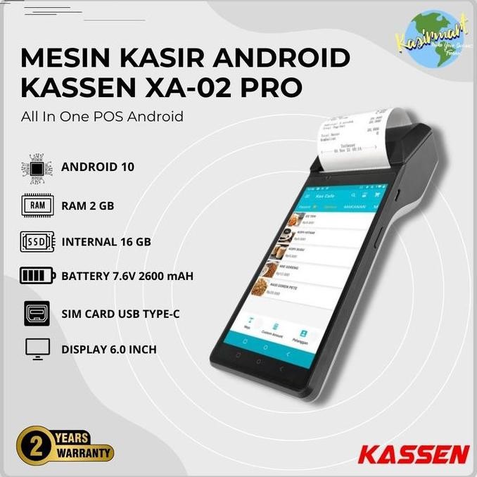 

BEBAS ONGKIR - Kassen XA 02 Pro AIO POS Android XA02 RPP02 MOKA BLUETOOTH NFC
