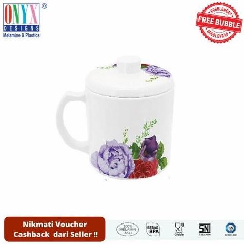 ,,,,,,,] Gelas Mug Melamin Gagang Onyx Motif Besar 600ML Saji Minum Teh Kopi