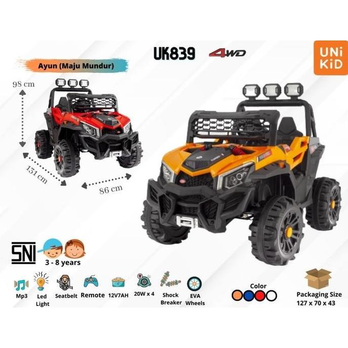 Miliki Mobil Aki Jeep Offroad Anak Unikid Uk 839 - Ban Karet