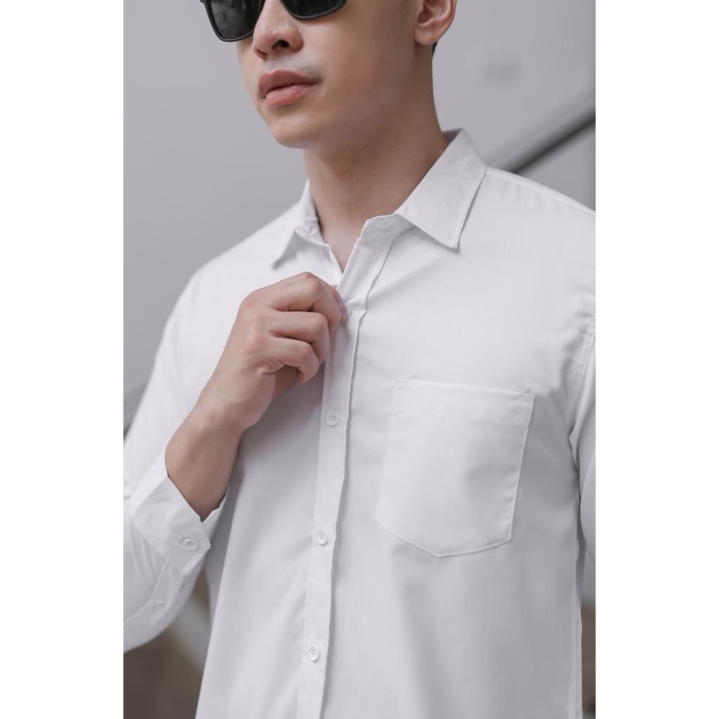 Kemeja Polos Putih Lengan Panjang Shanghai / Kemeja Pria