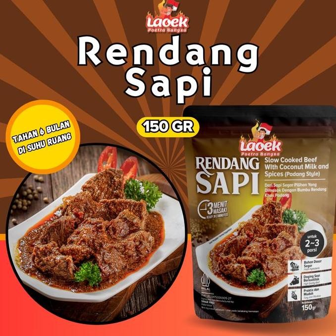 

RENDANG SAPI MAKANAN LAUK SIAP SAJI 1 PACK Daging Instan Seafood Meat Instan Frozen Fish Msg