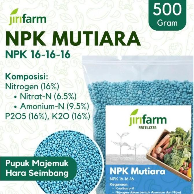 

Terlaris Jirifarm - Pupuk Npk Mutiara 16-16-16 500 Gram Gr Penyubur Buah Bunga Dan Daun Repack