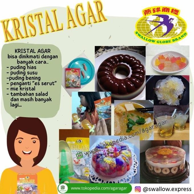 

KRISTAL AGAR JELLY - SWALLOW GLOBE Sekotak isi 12 Sachet