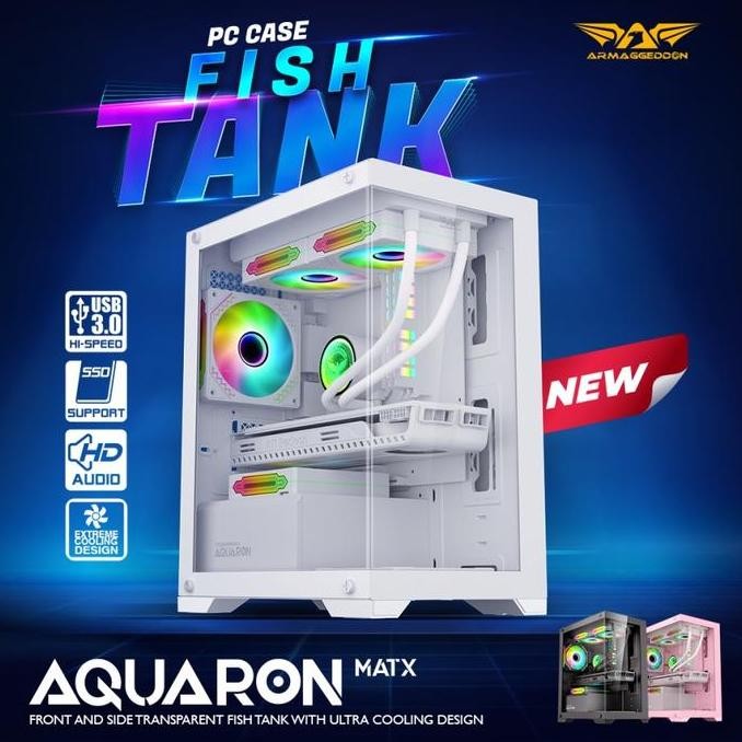TERBARU - Casing PC Gaming Armageddon Aquaron M-Atx Mini ITX Micro ATX + 3 FAN