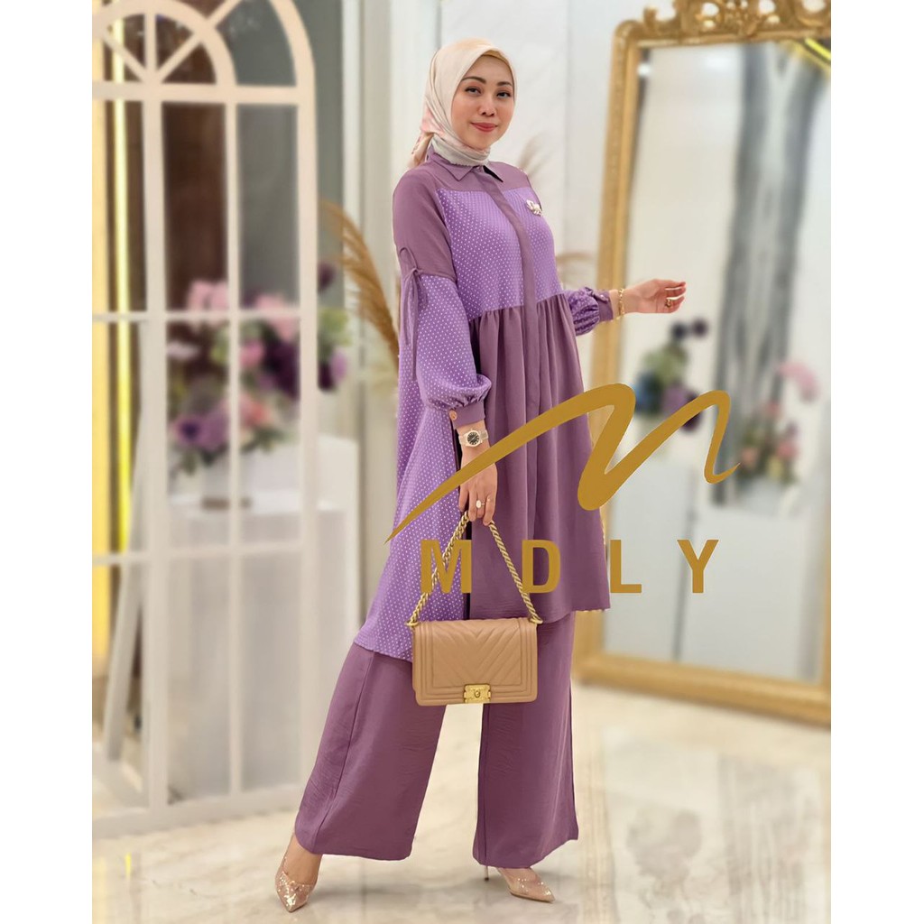 MDLY Sonya/Sheila/Nada/Hana/Aeri/Zahira Lux Set Setelan Wanita Muslim One Set Celana Bahan Crinkle