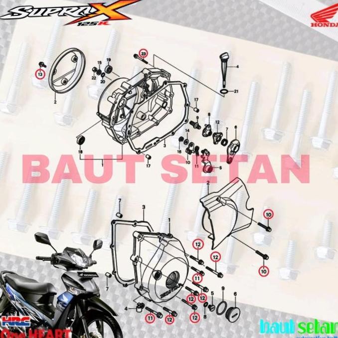 Baut Set blok mesin kanan kiri Supra x 125 motor